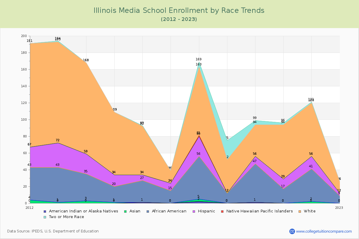 Illinois Media School Enrollment by Race Trends Chart