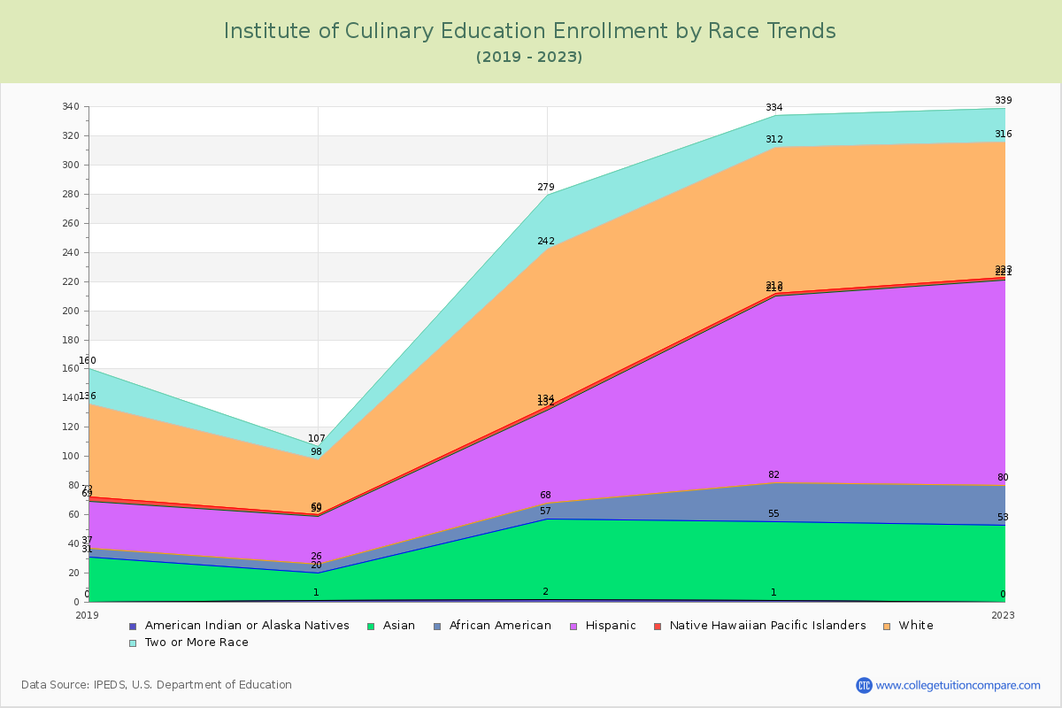 Institute of Culinary Education Enrollment by Race Trends Chart
