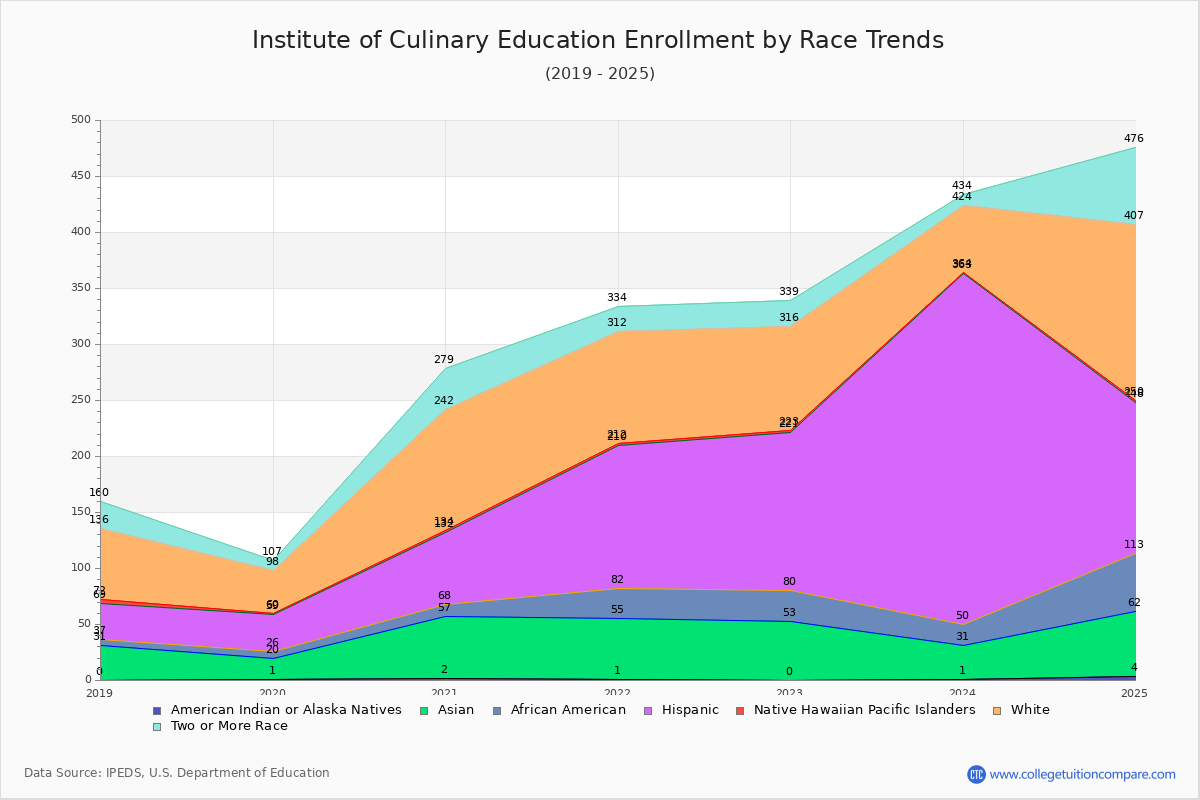 Institute of Culinary Education Enrollment by Race Trends Chart