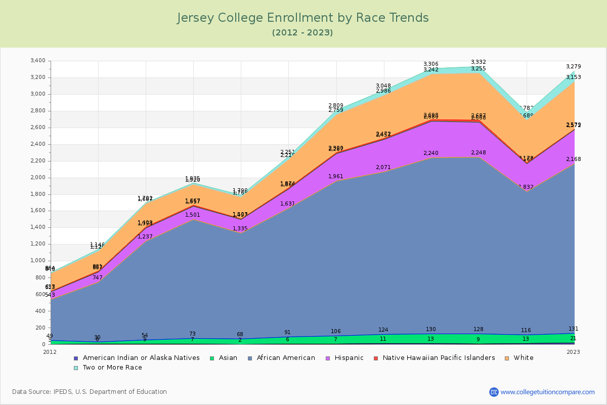 Jersey College Enrollment by Race Trends Chart