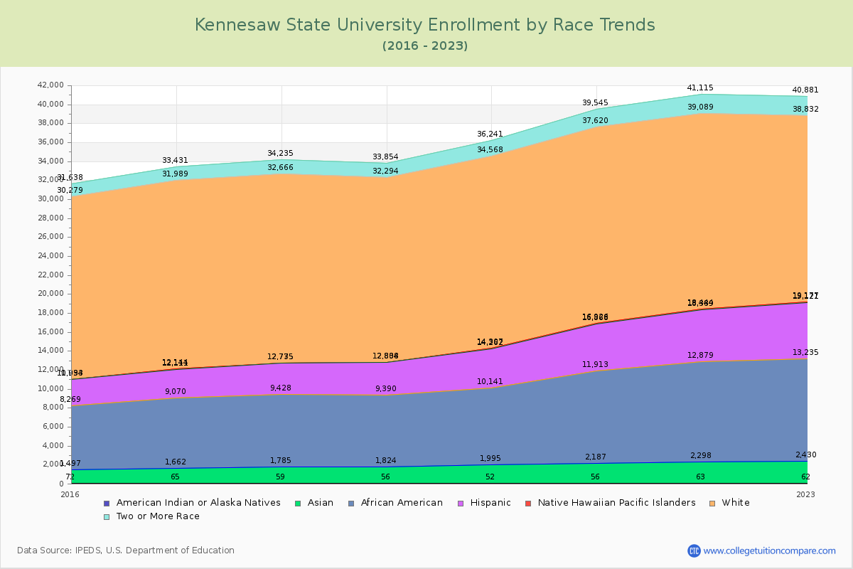 Kennesaw State University Enrollment by Race Trends Chart