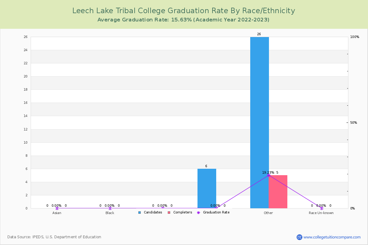 Leech Lake Tribal College graduate rate by race