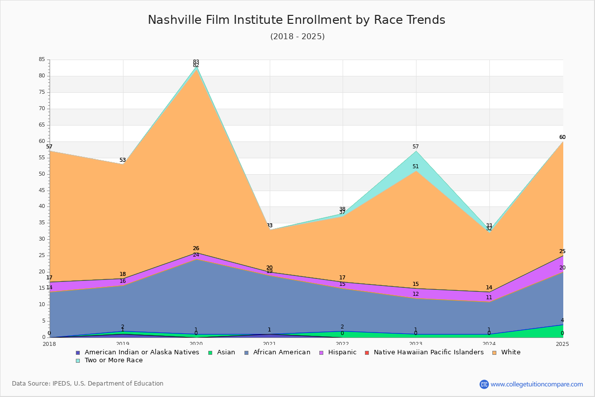 Nashville Film Institute Enrollment by Race Trends Chart
