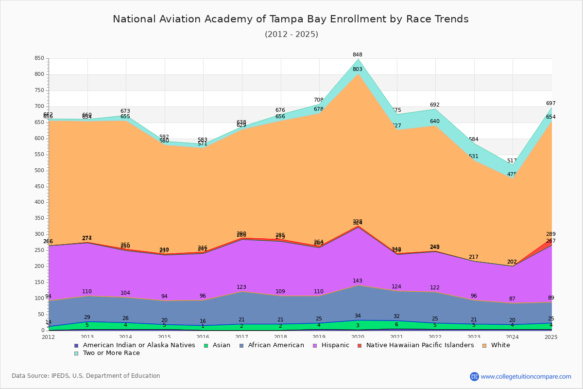 National Aviation Academy of Tampa Bay Enrollment by Race Trends Chart
