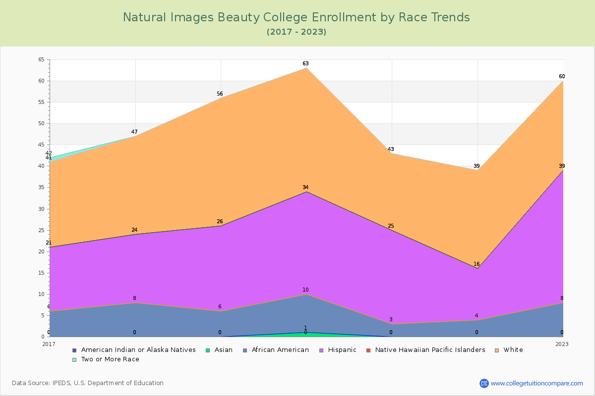 Natural Images Beauty College Enrollment by Race Trends Chart