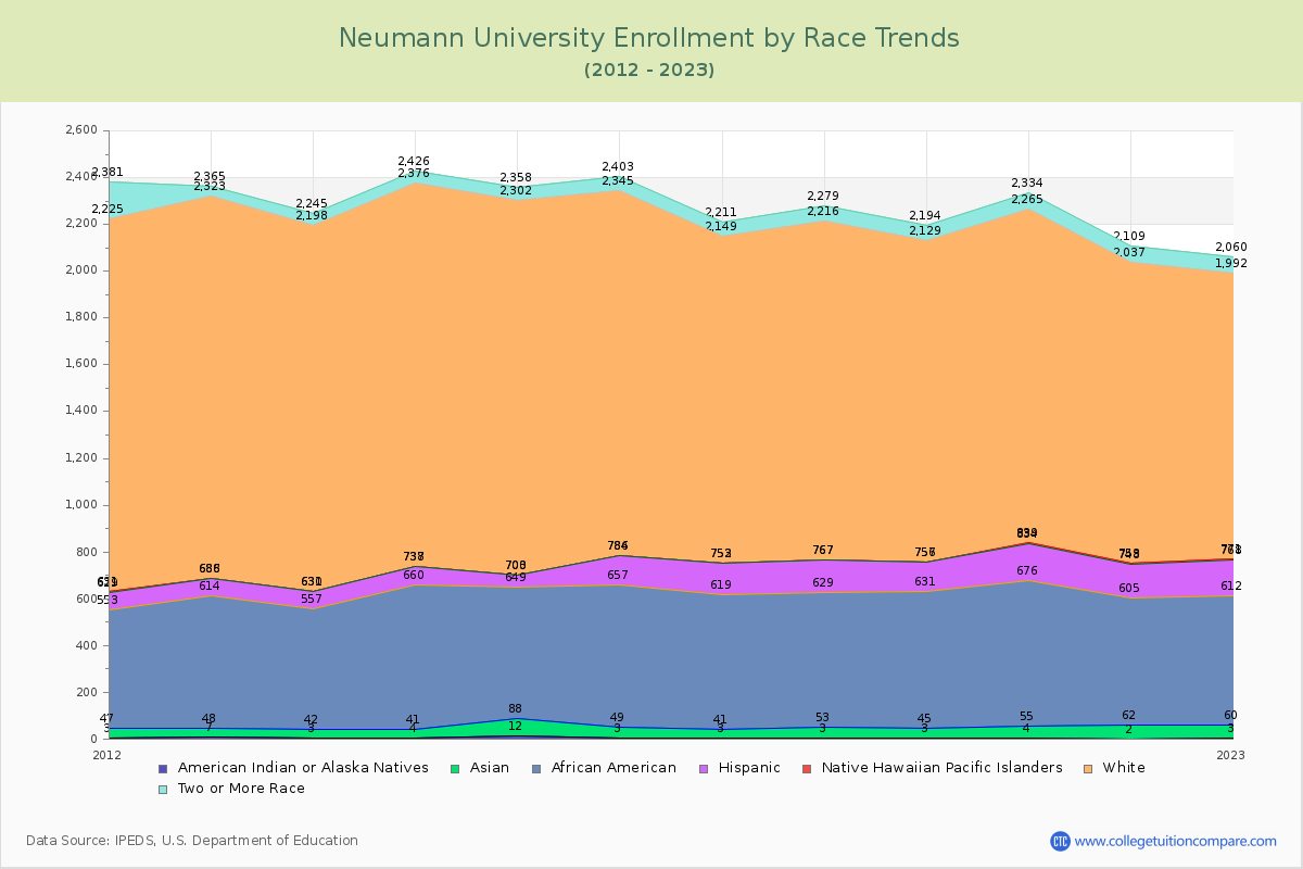 Neumann University Enrollment by Race Trends Chart