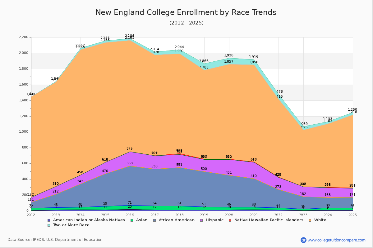 New England College Enrollment by Race Trends Chart