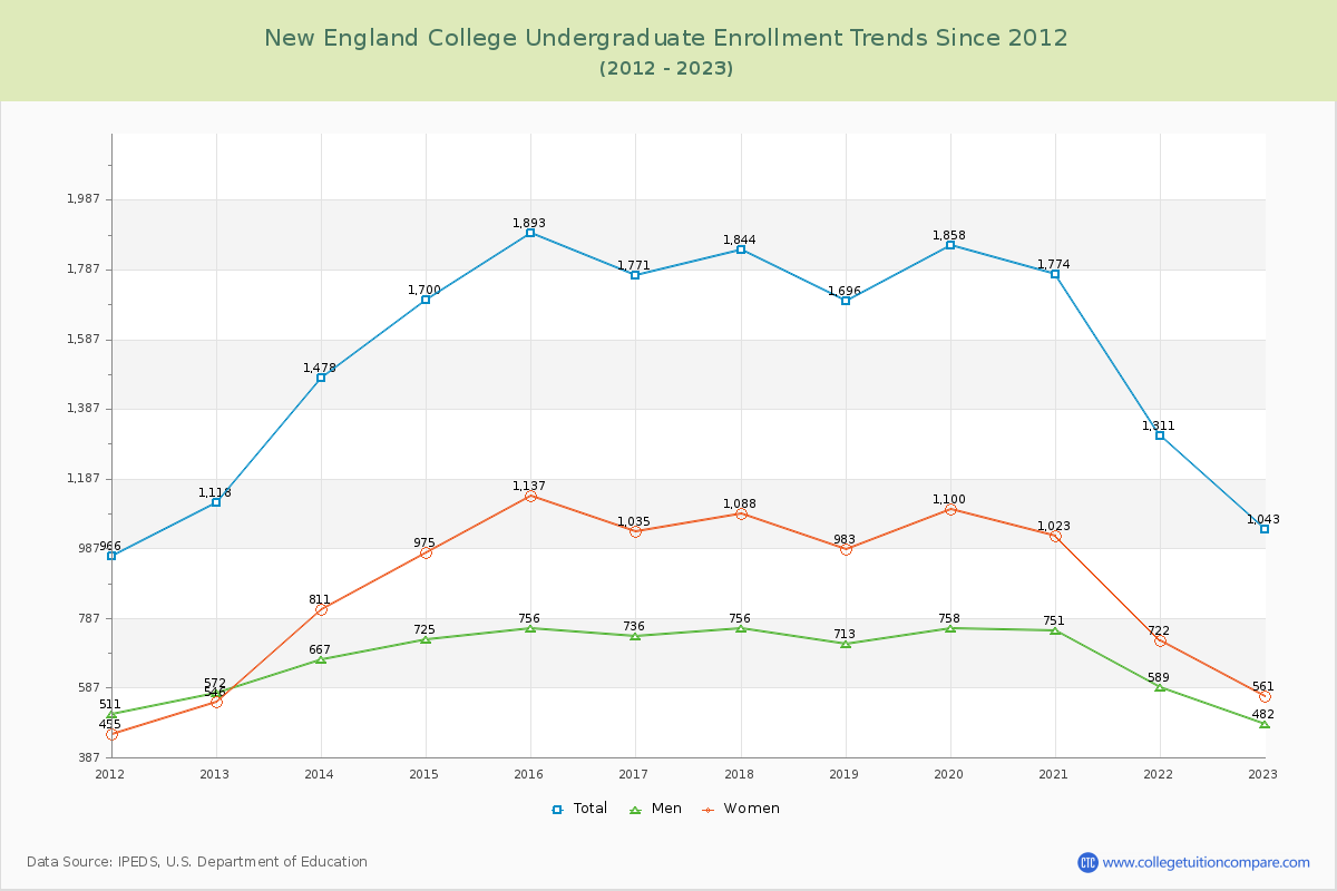 New England College Undergraduate Enrollment Trends Chart