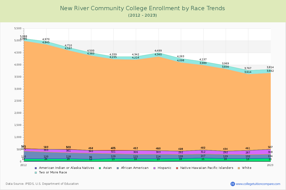 New River Community College Enrollment by Race Trends Chart