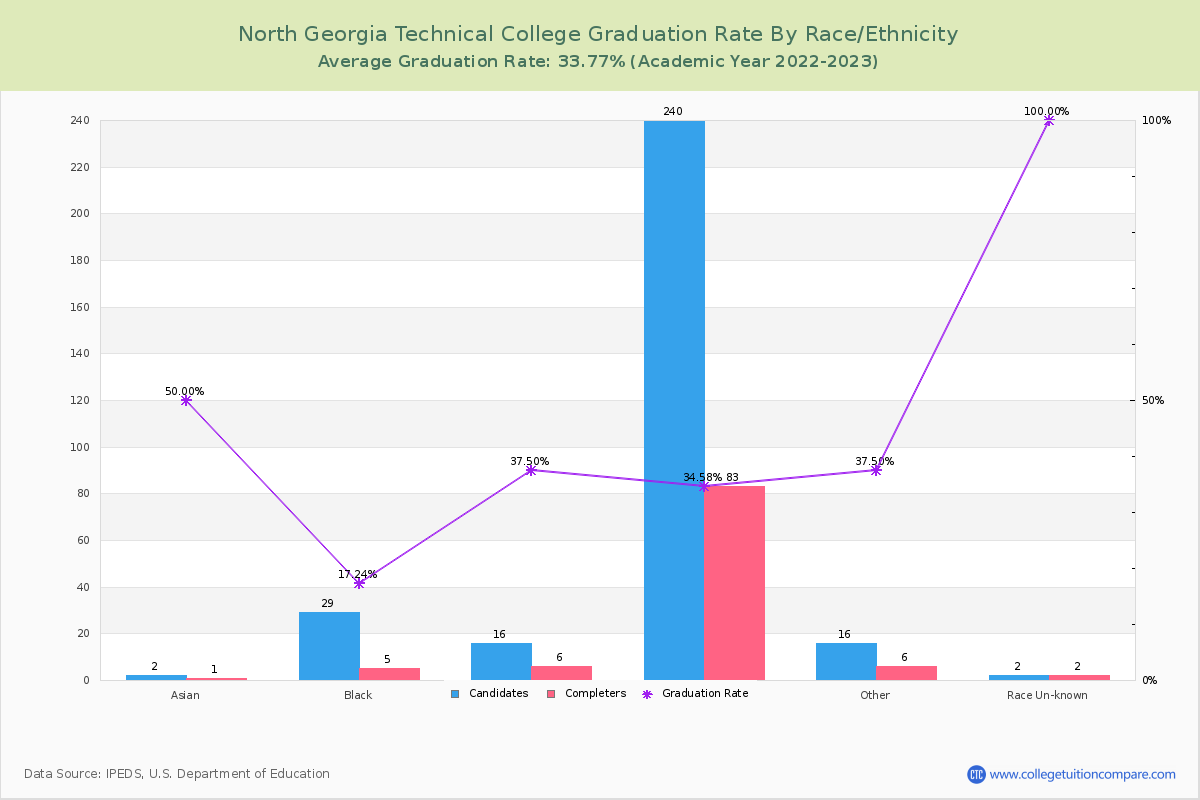 North Georgia Technical College graduate rate by race