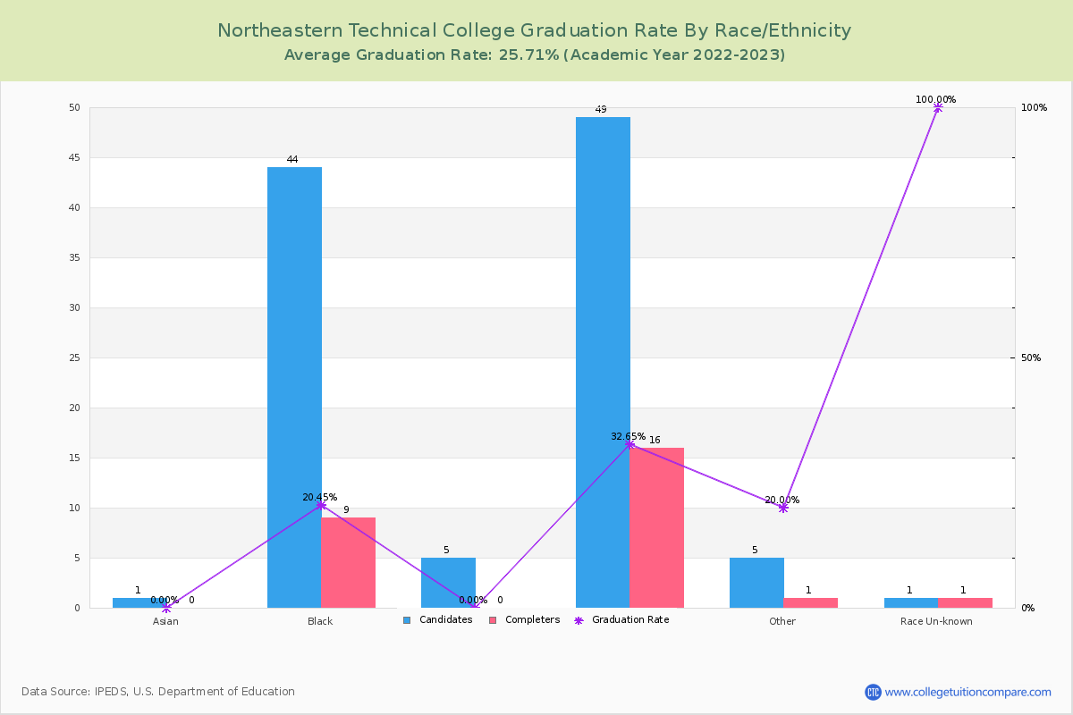 Northeastern Technical College graduate rate by race