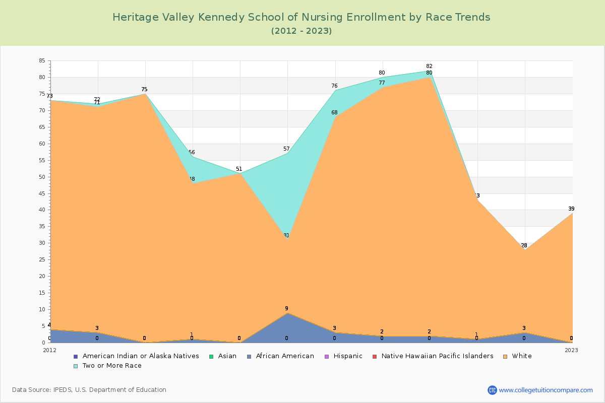 Heritage Valley Kennedy School of Nursing Enrollment by Race Trends Chart