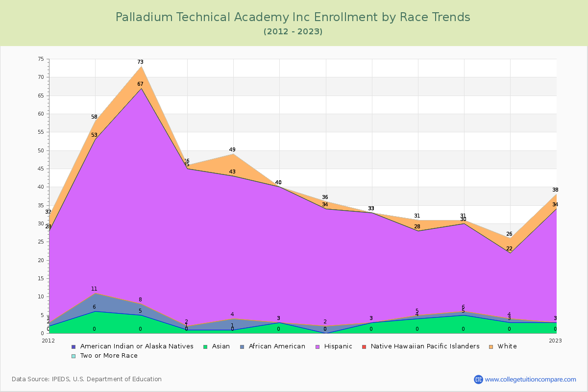 Palladium Technical Academy Inc Enrollment by Race Trends Chart
