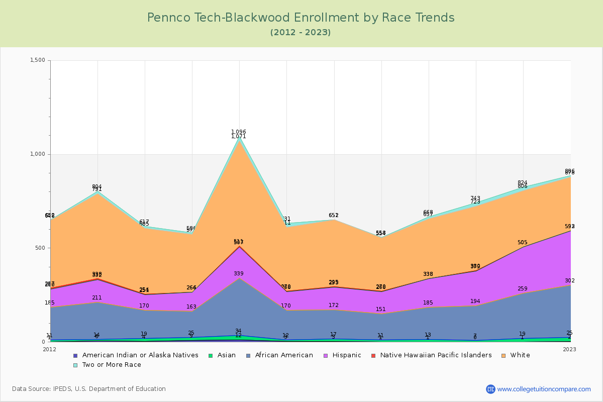 Pennco Tech-Blackwood Enrollment by Race Trends Chart