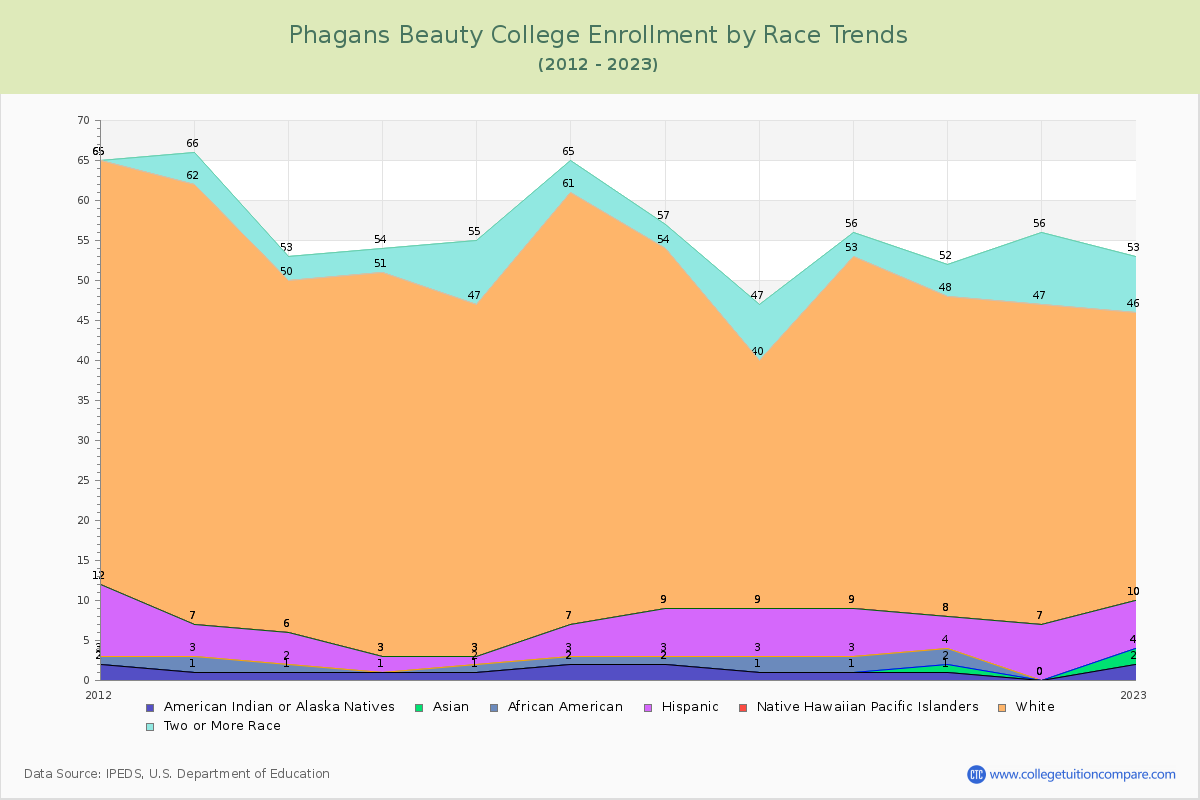 Phagans Beauty College Enrollment by Race Trends Chart