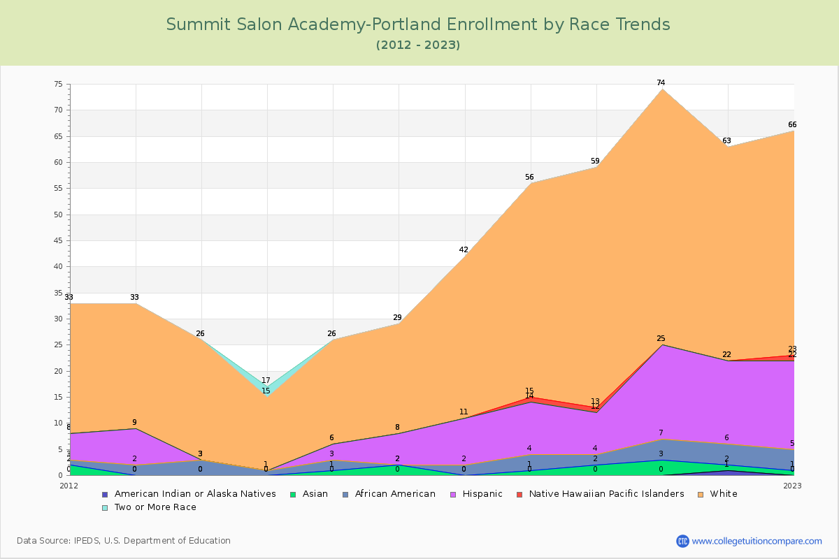 Summit Salon Academy-Portland Enrollment by Race Trends Chart