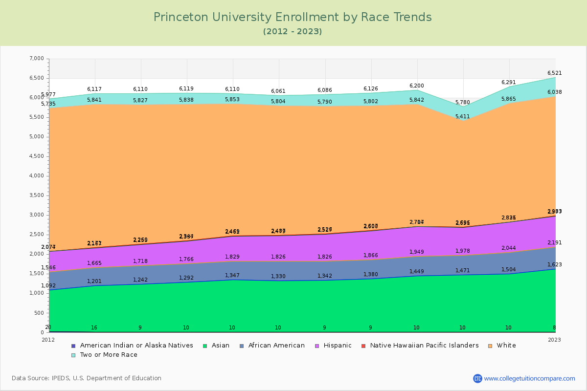 Princeton University Enrollment by Race Trends Chart