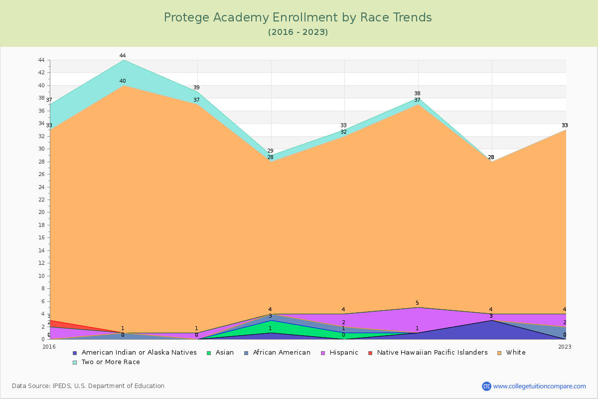 Protege Academy Enrollment by Race Trends Chart