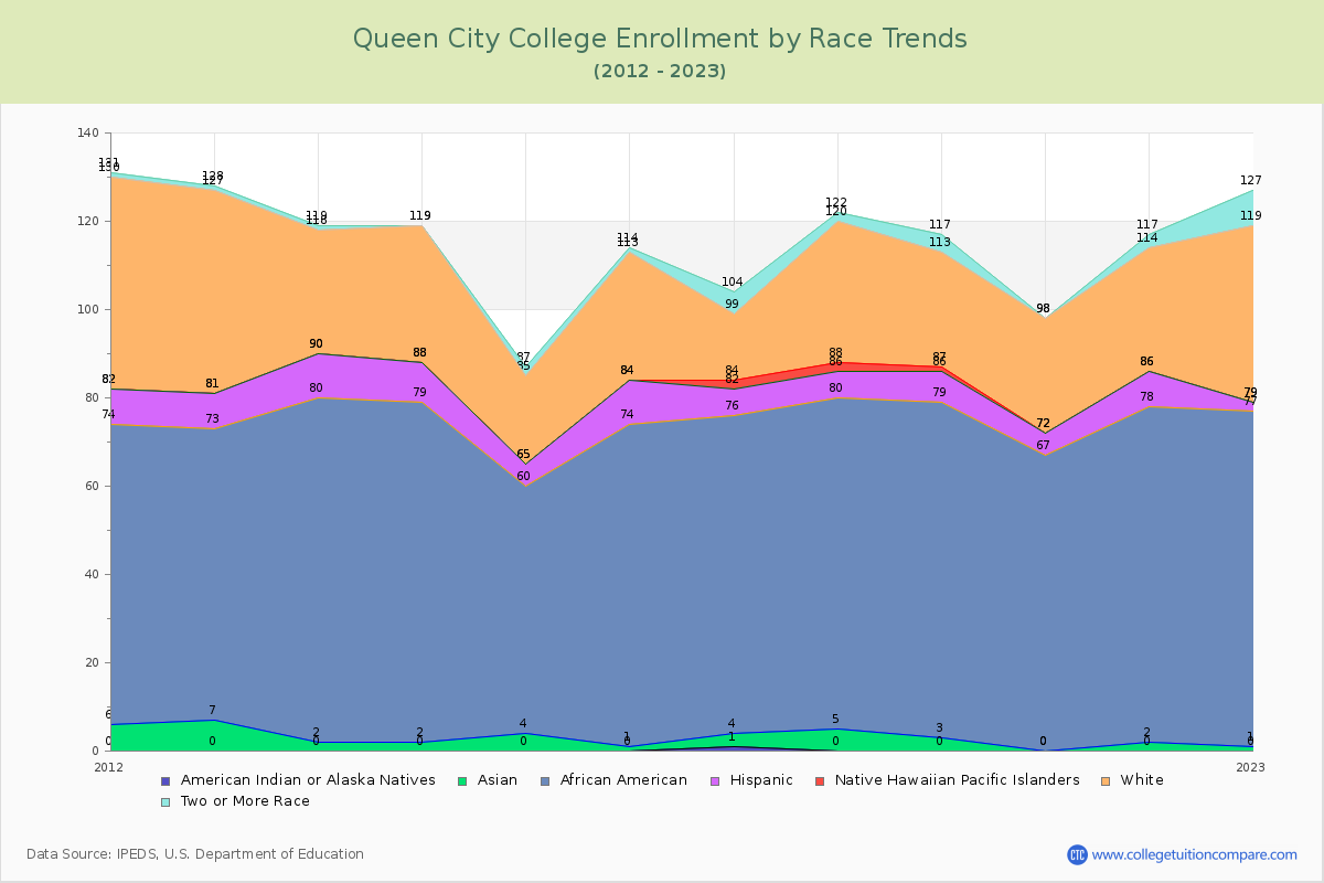 Queen City College Enrollment by Race Trends Chart