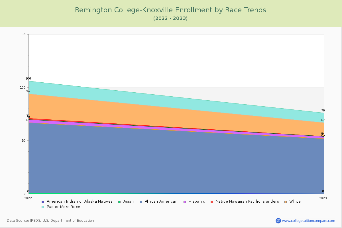 Remington College-Knoxville Enrollment by Race Trends Chart