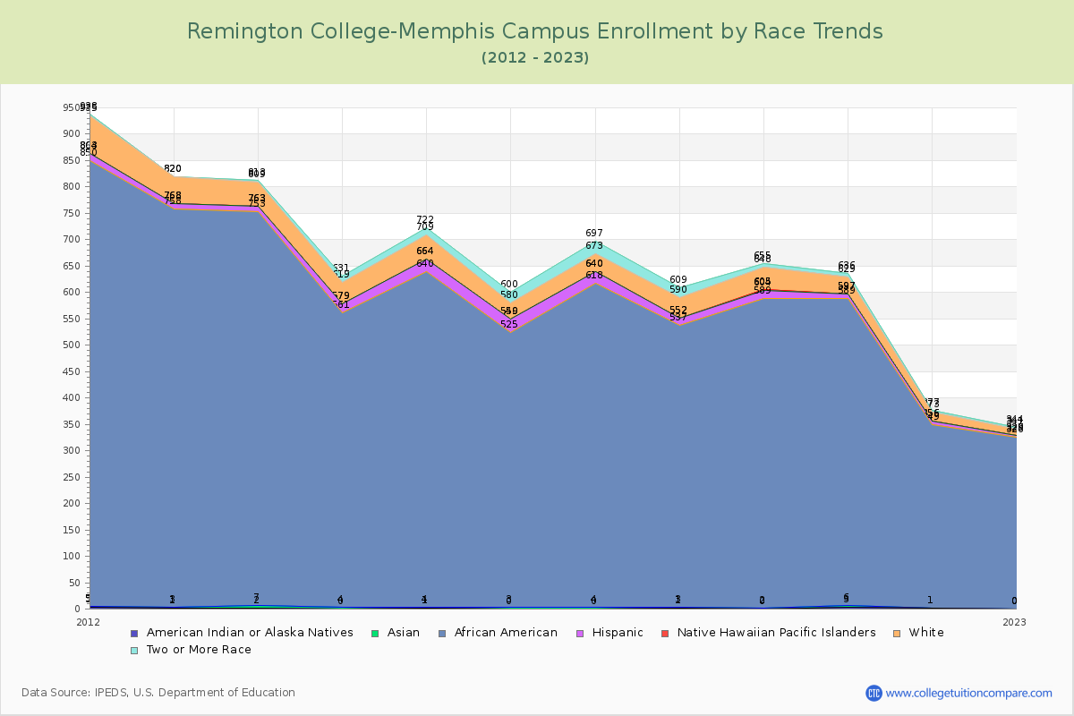 Remington College-Memphis Campus Enrollment by Race Trends Chart