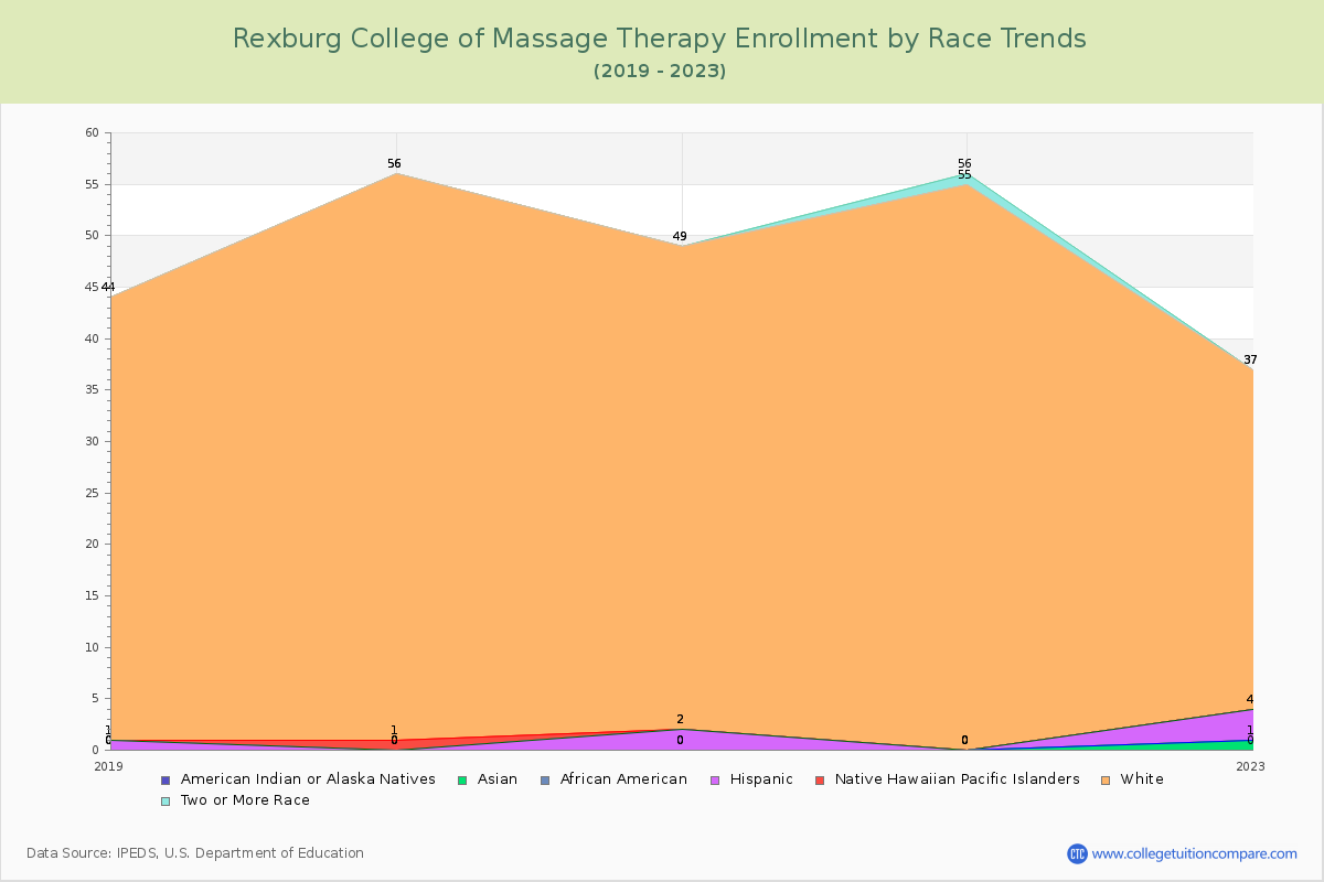 Rexburg College of Massage Therapy Enrollment by Race Trends Chart