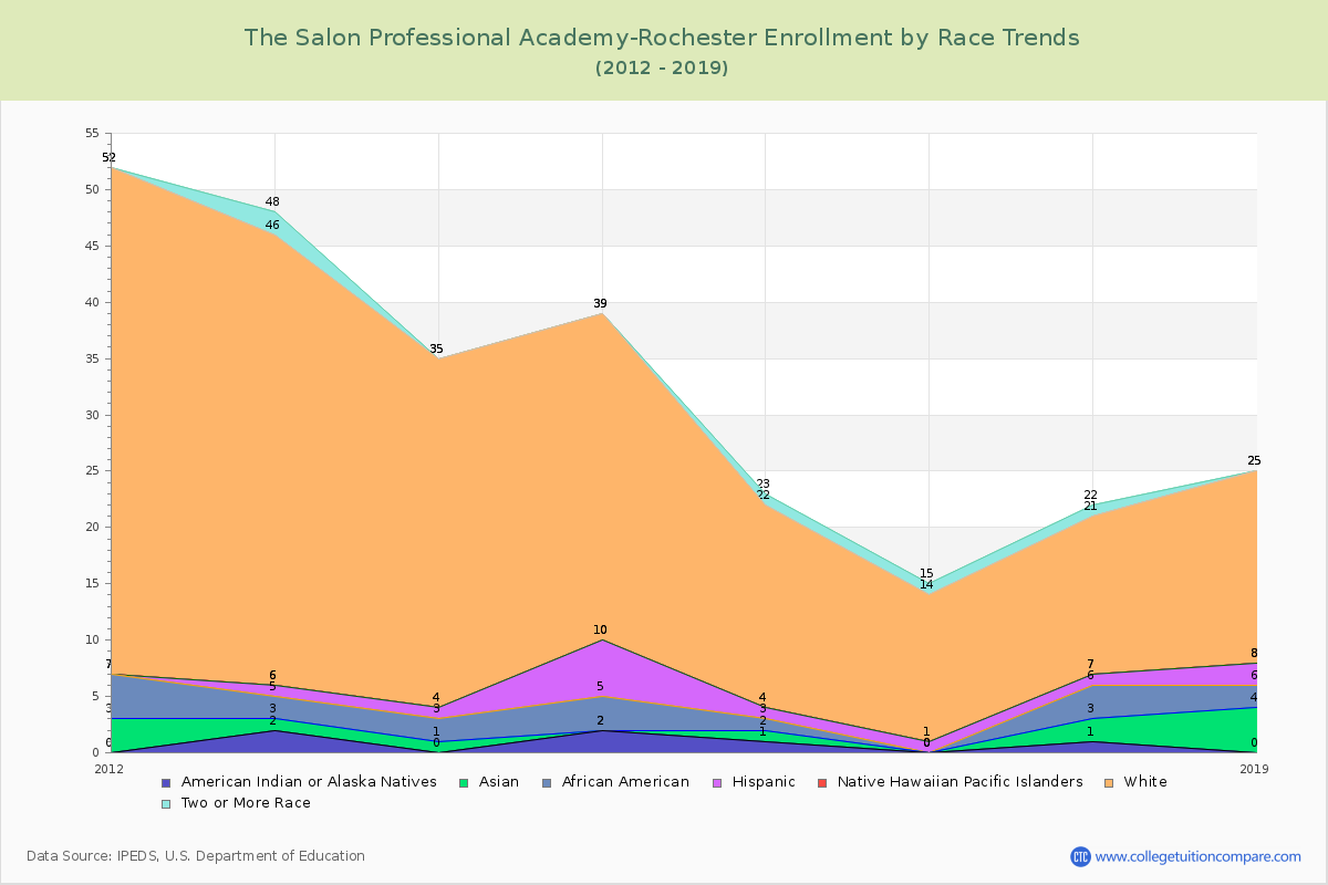 The Salon Professional Academy-Rochester Enrollment by Race Trends Chart