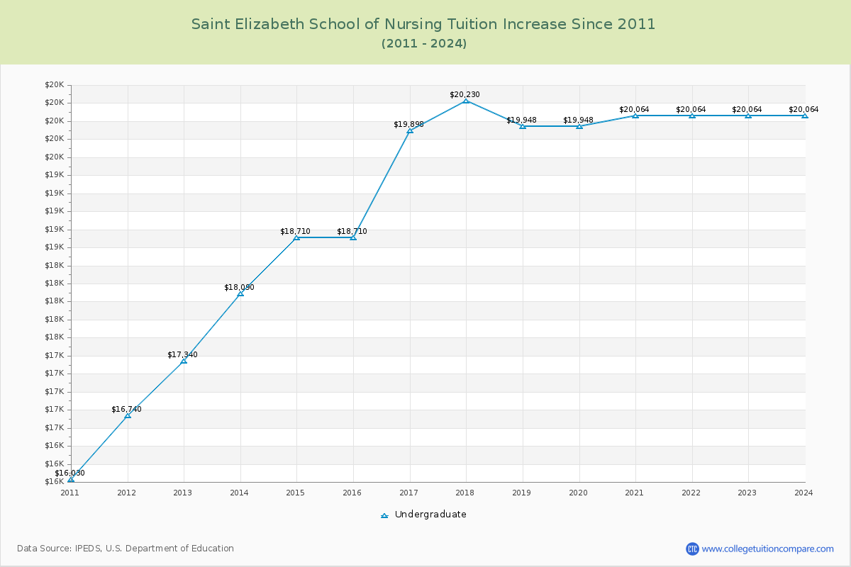 Saint Elizabeth School of Nursing Tuition & Fees Changes Chart