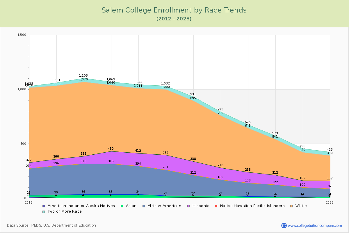 Salem College Enrollment by Race Trends Chart