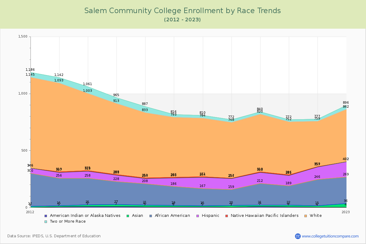 Salem Community College Enrollment by Race Trends Chart