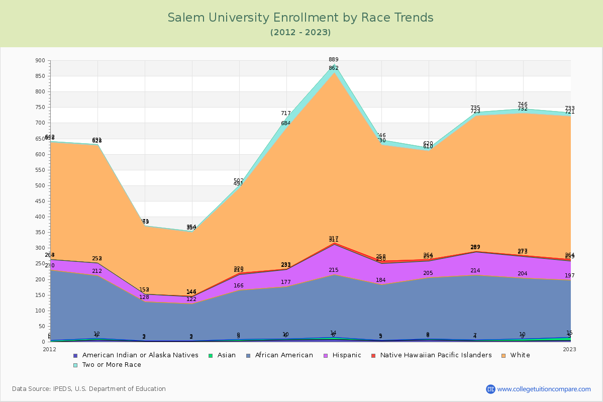 Salem University Enrollment by Race Trends Chart