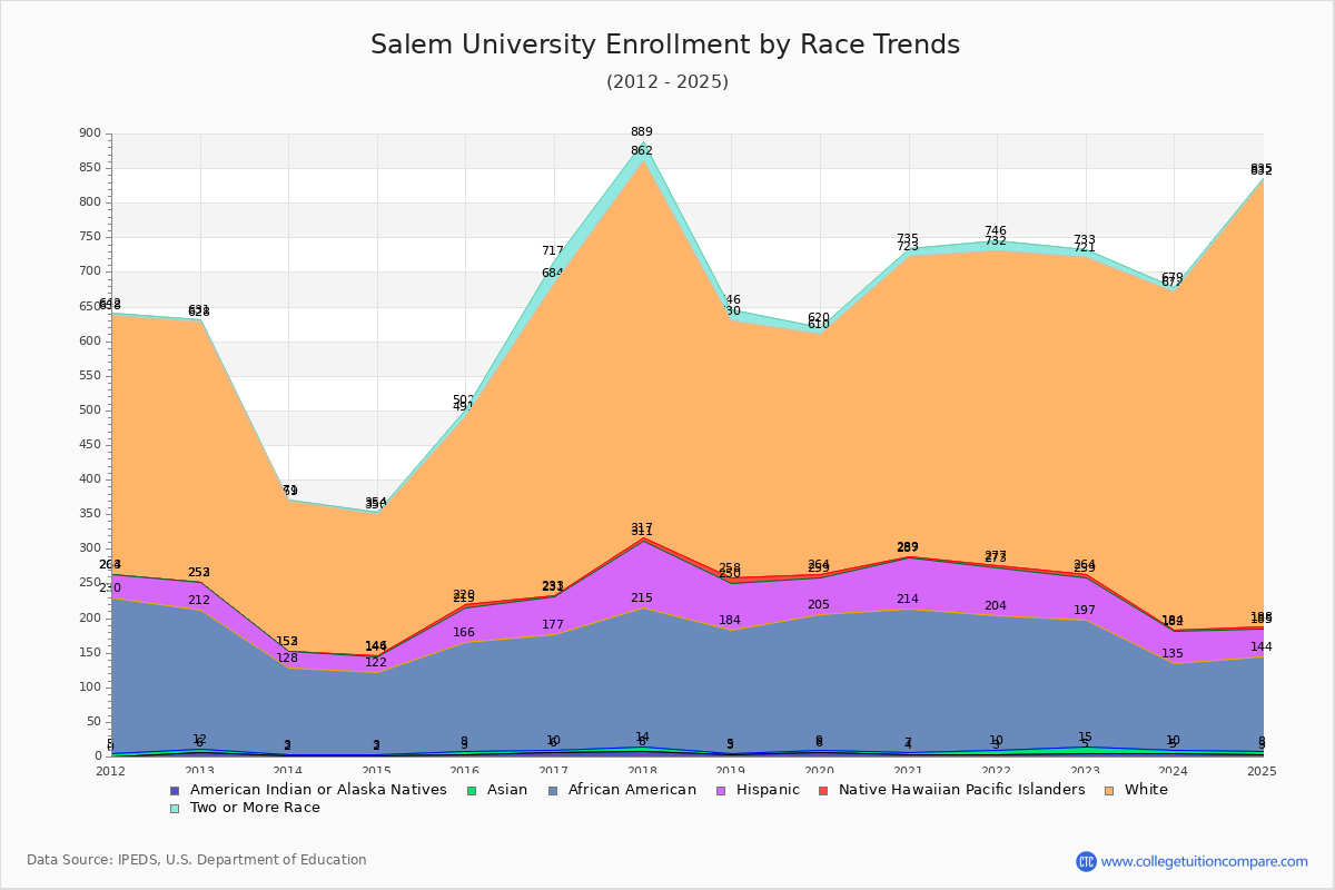 Salem University Enrollment by Race Trends Chart