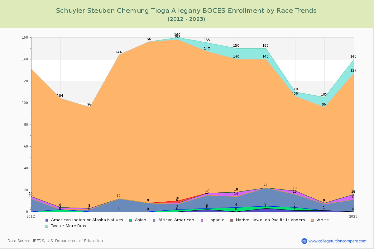 Schuyler Steuben Chemung Tioga Allegany BOCES Enrollment by Race Trends Chart