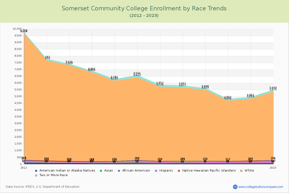 Somerset Community College Enrollment by Race Trends Chart