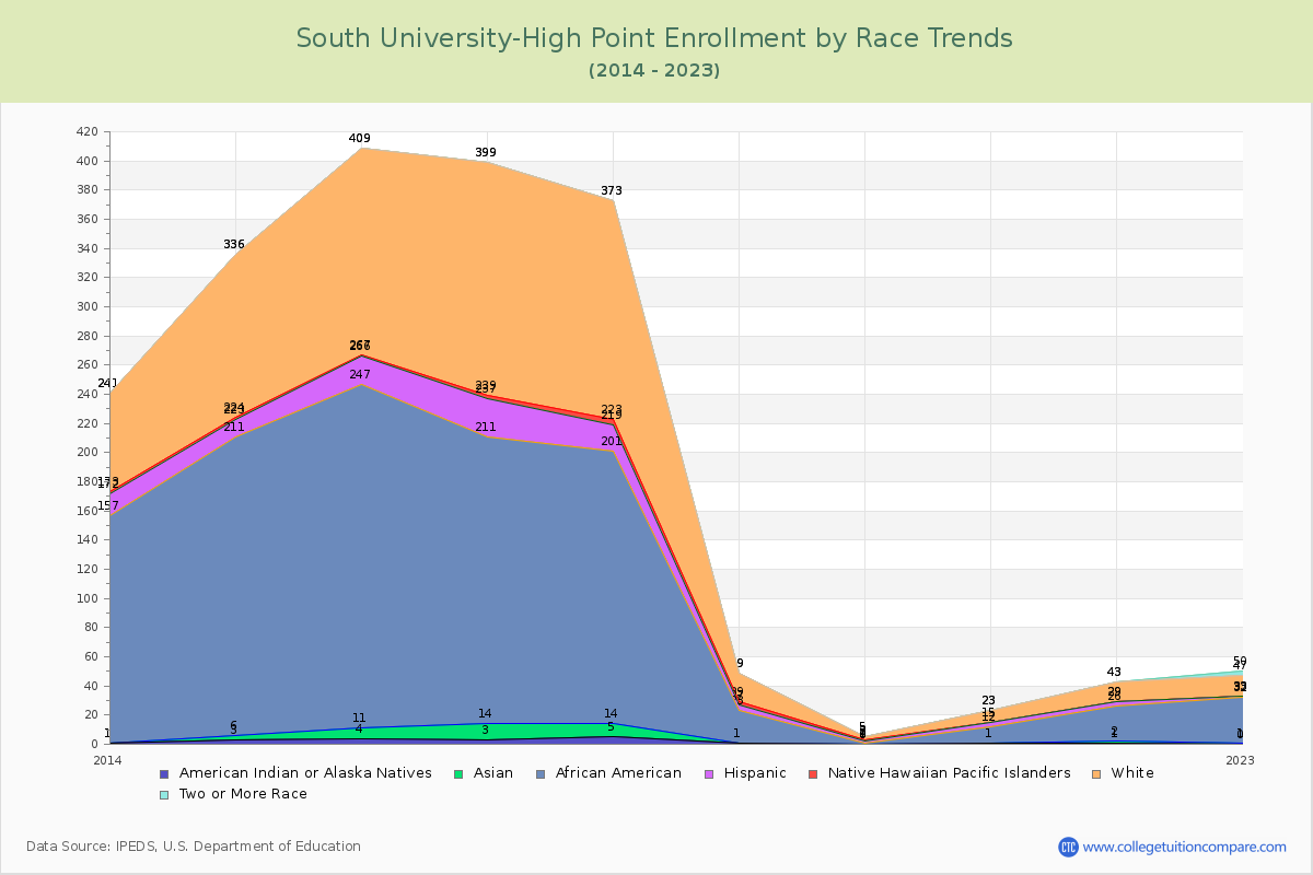 South University-High Point Enrollment by Race Trends Chart