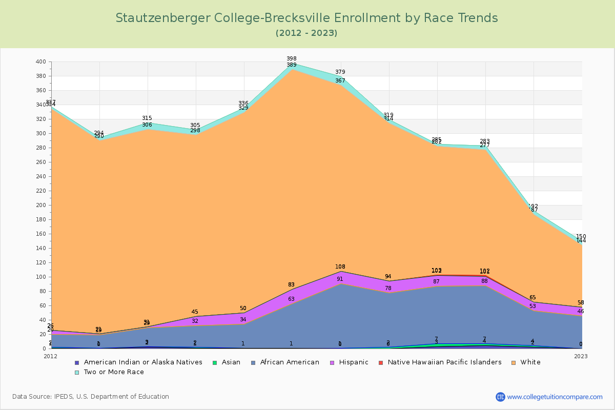 Stautzenberger College-Brecksville Enrollment by Race Trends Chart