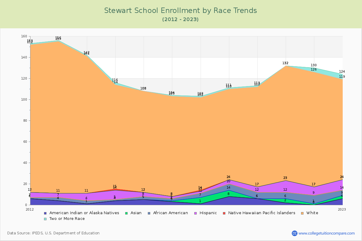 Stewart School Enrollment by Race Trends Chart
