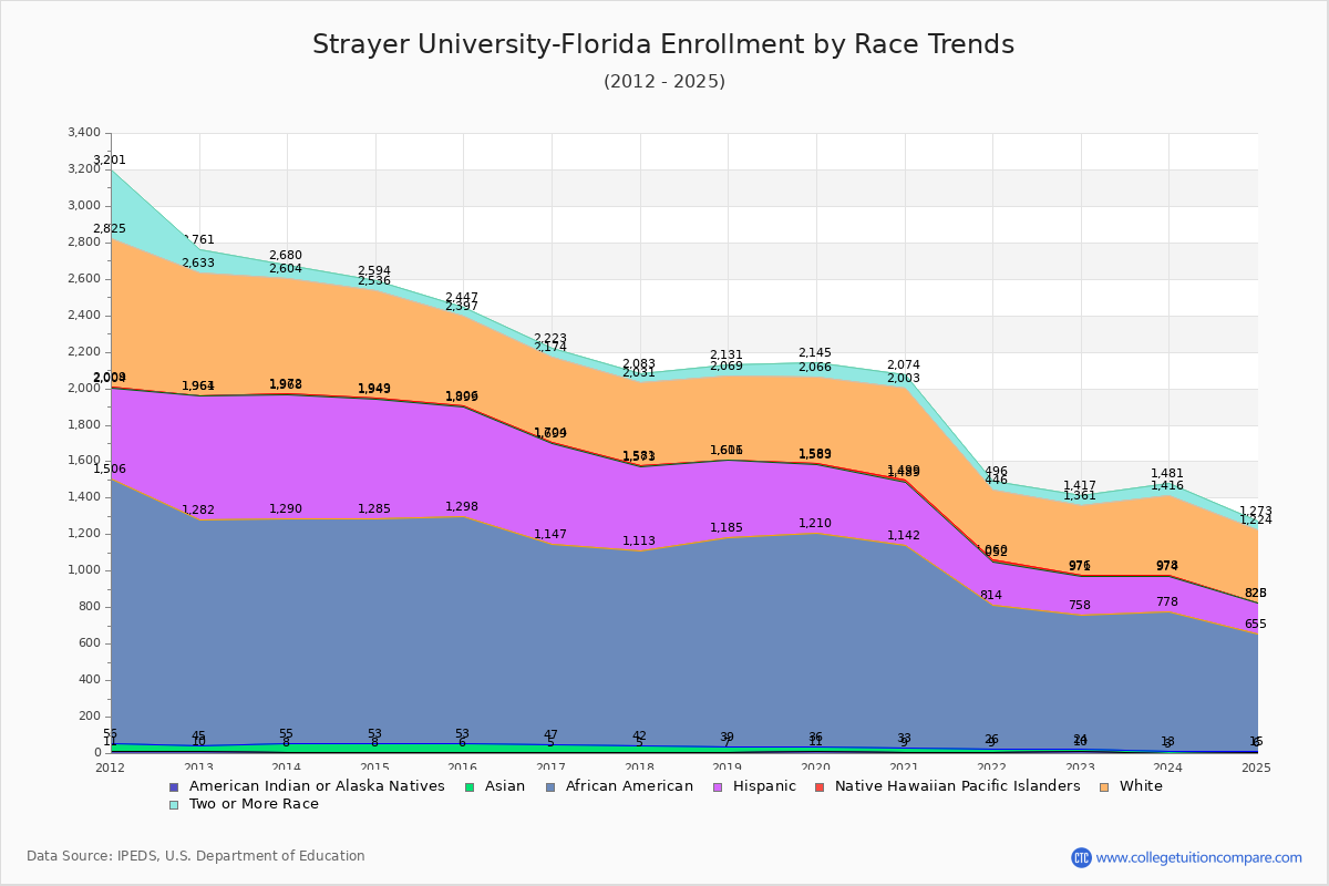 Strayer University-Florida Enrollment by Race Trends Chart