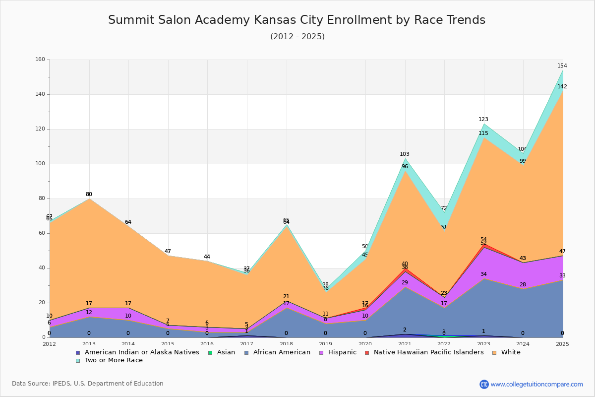 Summit Salon Academy Kansas City Enrollment by Race Trends Chart