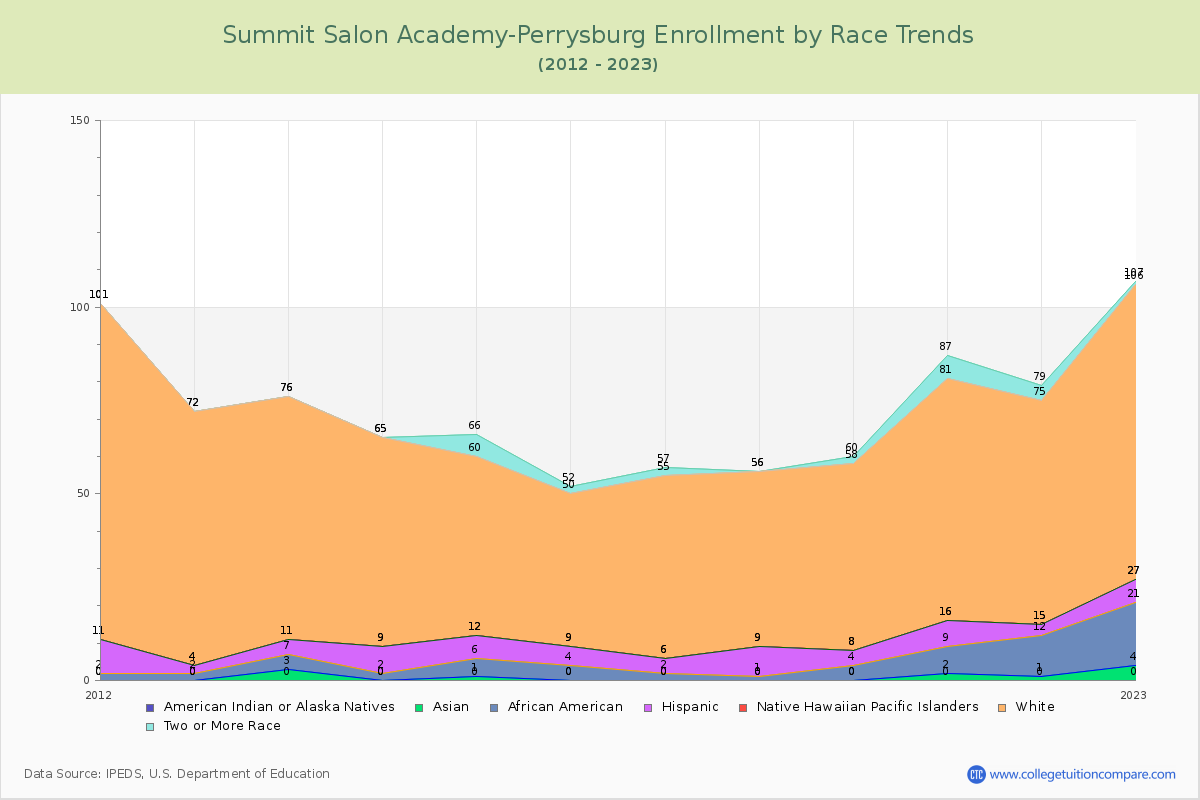 Summit Salon Academy-Perrysburg Enrollment by Race Trends Chart