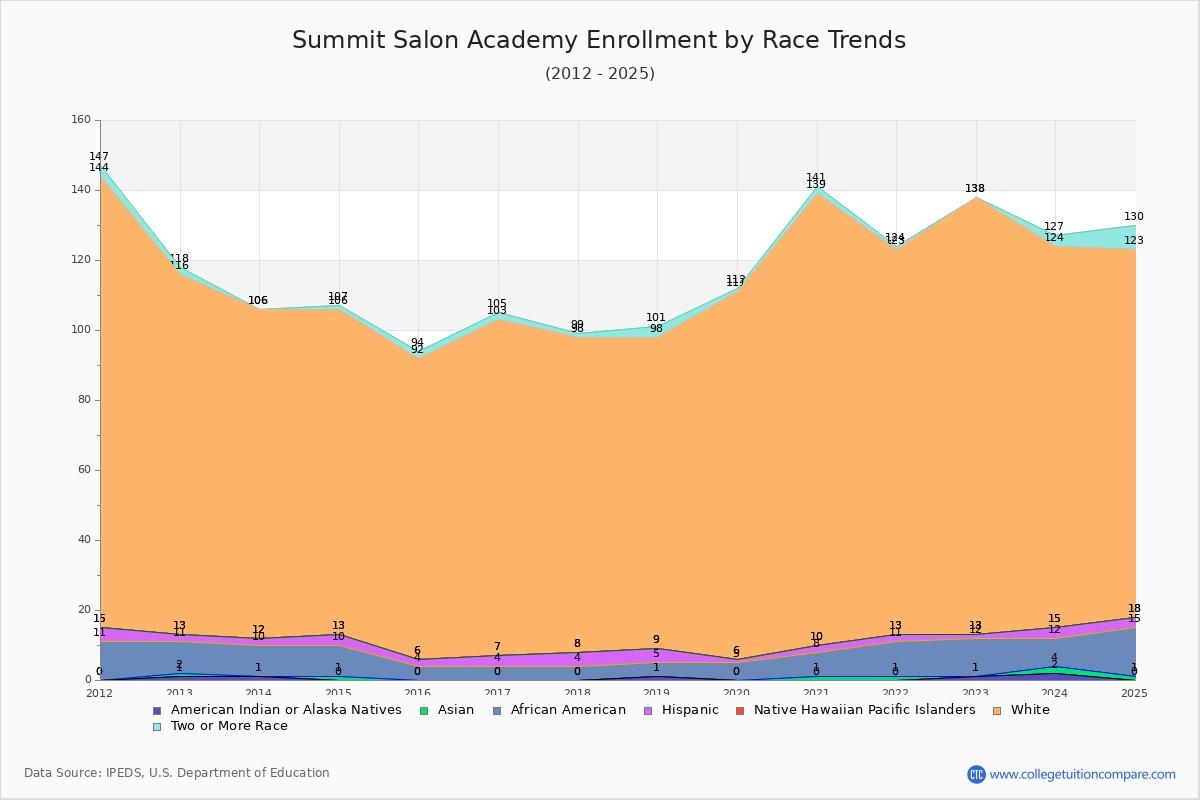 Summit Salon Academy Enrollment by Race Trends Chart