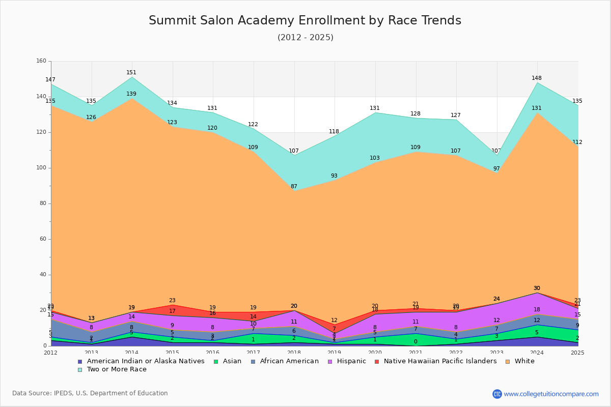 Summit Salon Academy Enrollment by Race Trends Chart