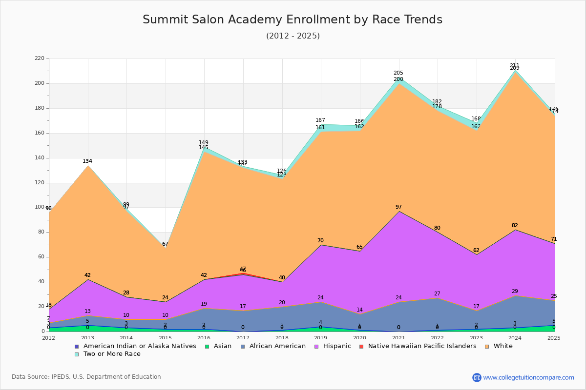 Summit Salon Academy Enrollment by Race Trends Chart