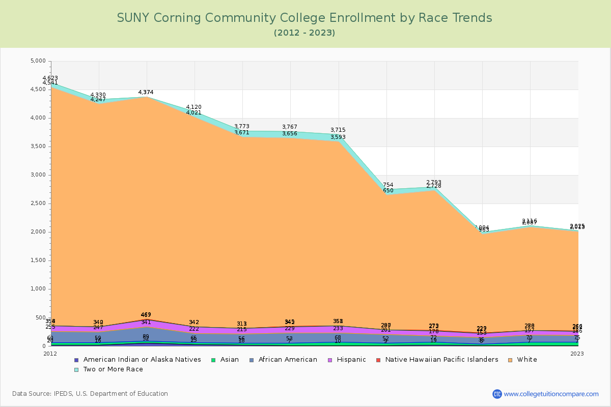 SUNY Corning Community College Enrollment by Race Trends Chart