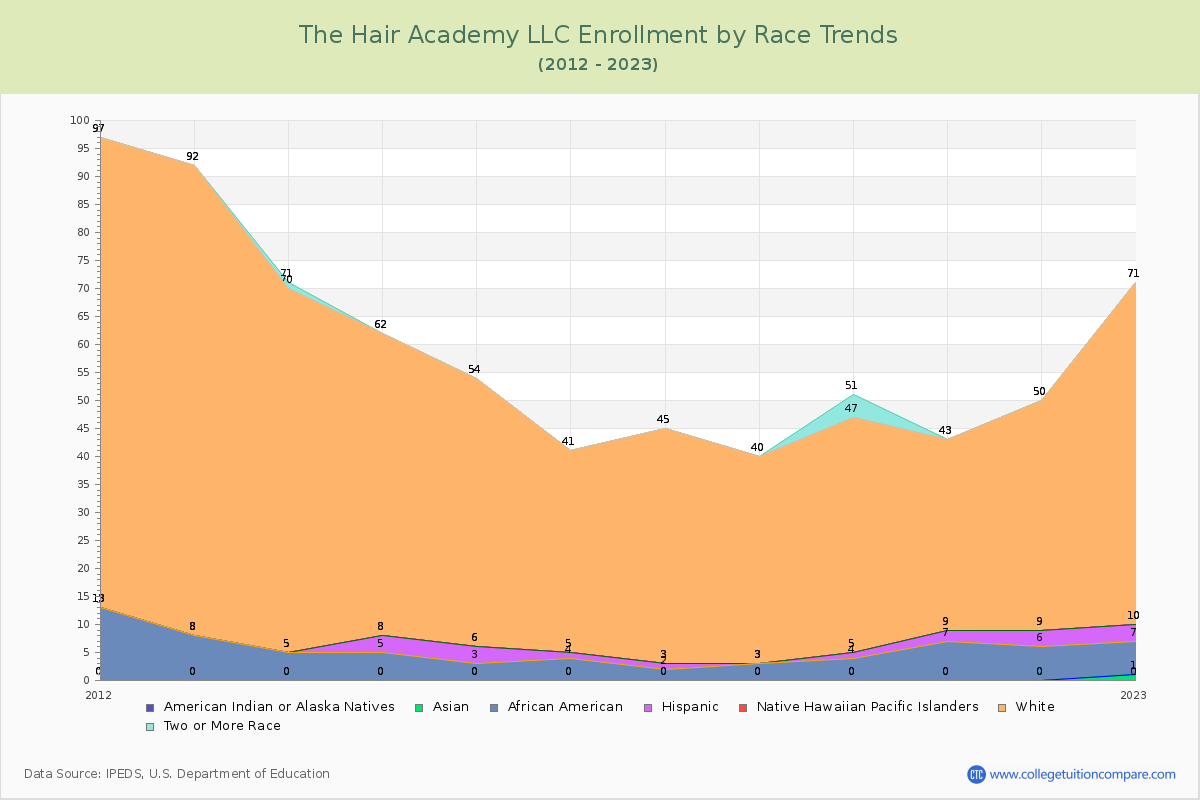 The Hair Academy LLC Enrollment by Race Trends Chart
