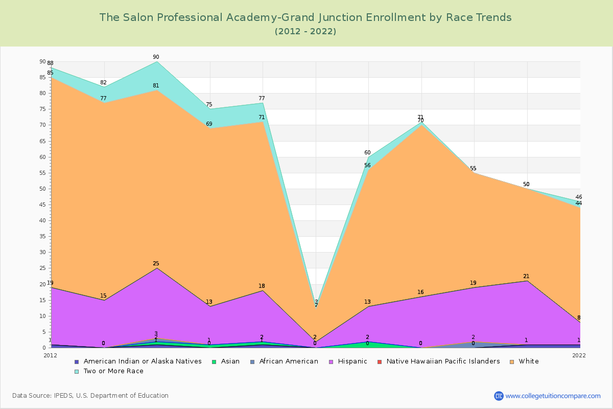 The Salon Professional Academy-Grand Junction Enrollment by Race Trends Chart