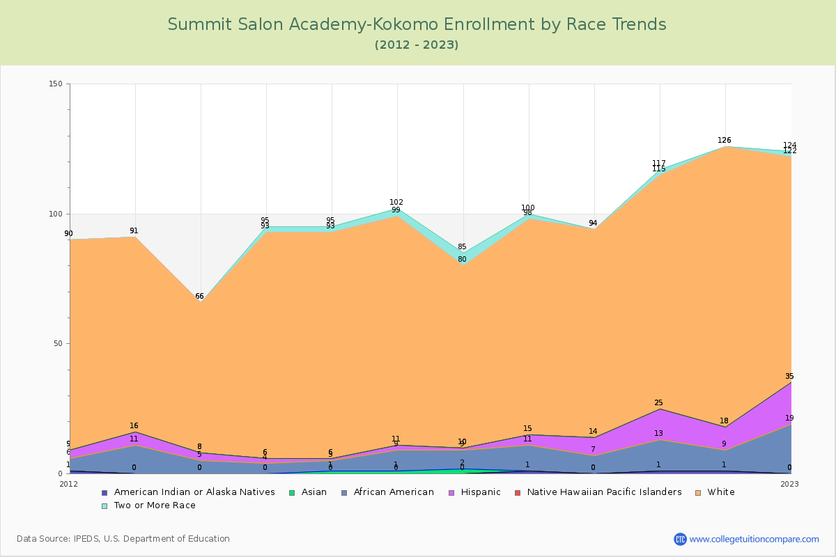 Summit Salon Academy-Kokomo Enrollment by Race Trends Chart