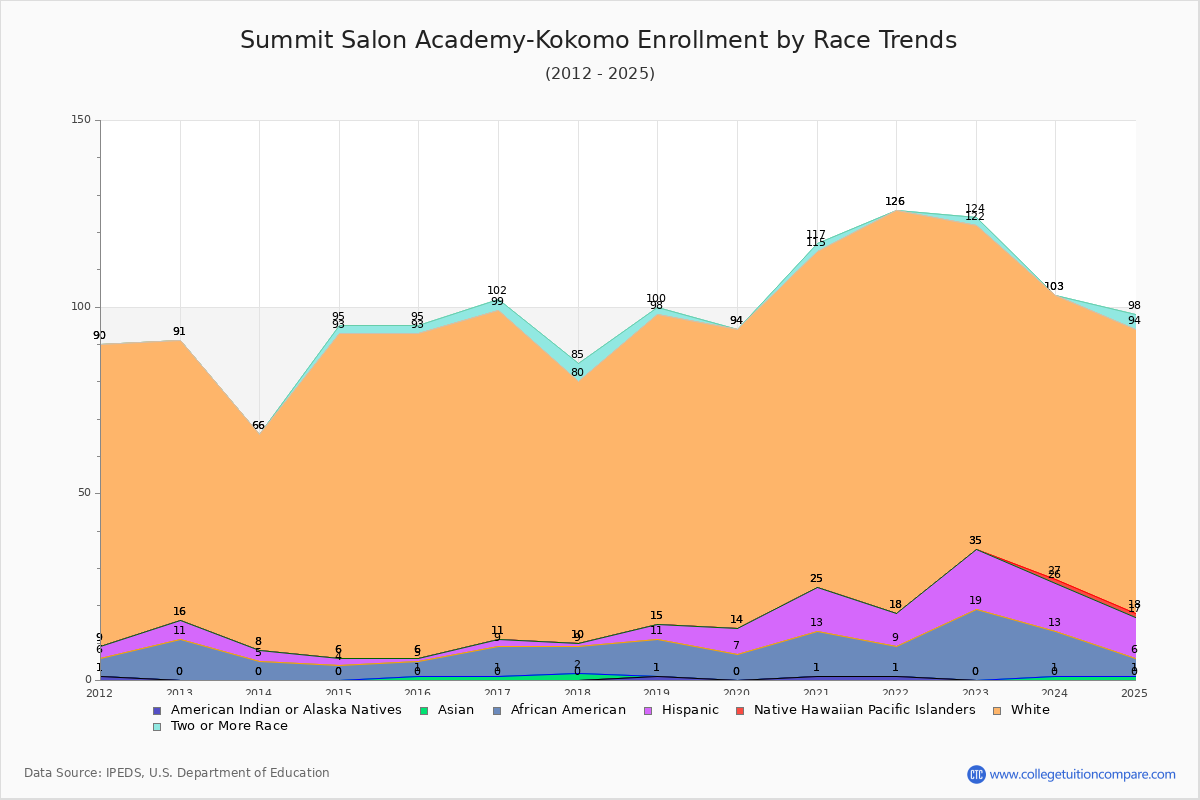 Summit Salon Academy-Kokomo Enrollment by Race Trends Chart
