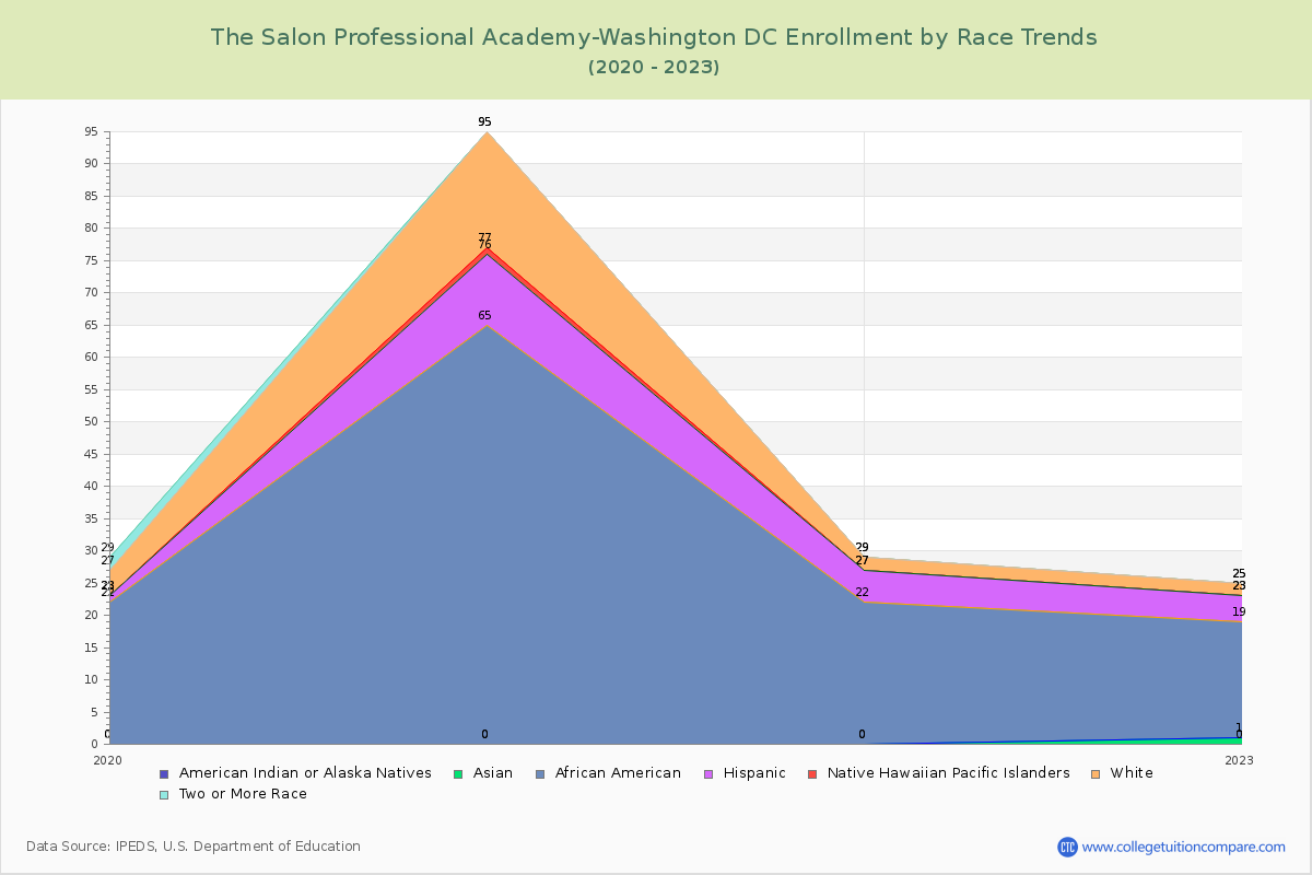 The Salon Professional Academy-Washington DC Enrollment by Race Trends Chart