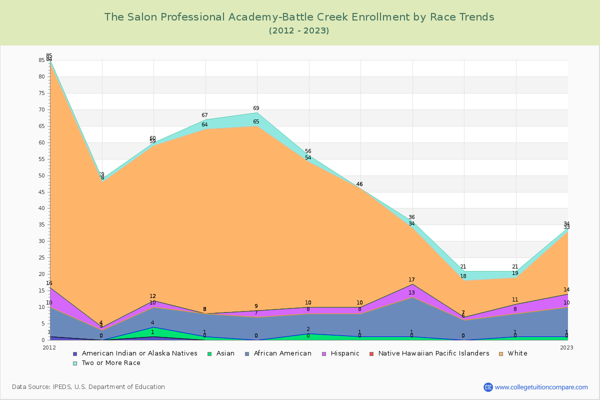 The Salon Professional Academy-Battle Creek Enrollment by Race Trends Chart